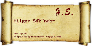 Hilger Sándor névjegykártya